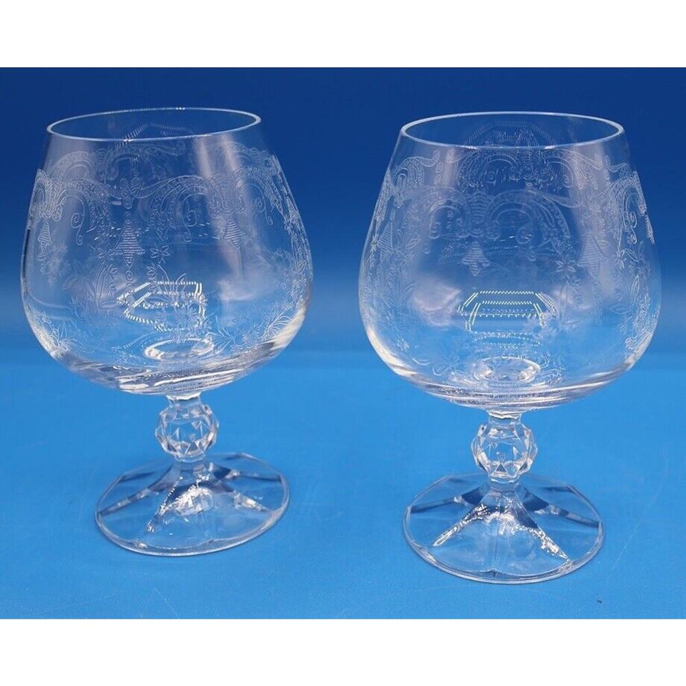 Bohemia Cascade Fine Lead Crystal Brandy Glasses 4.75'' - Set of 2 *Pre-Owned* - Picture 3 of 11